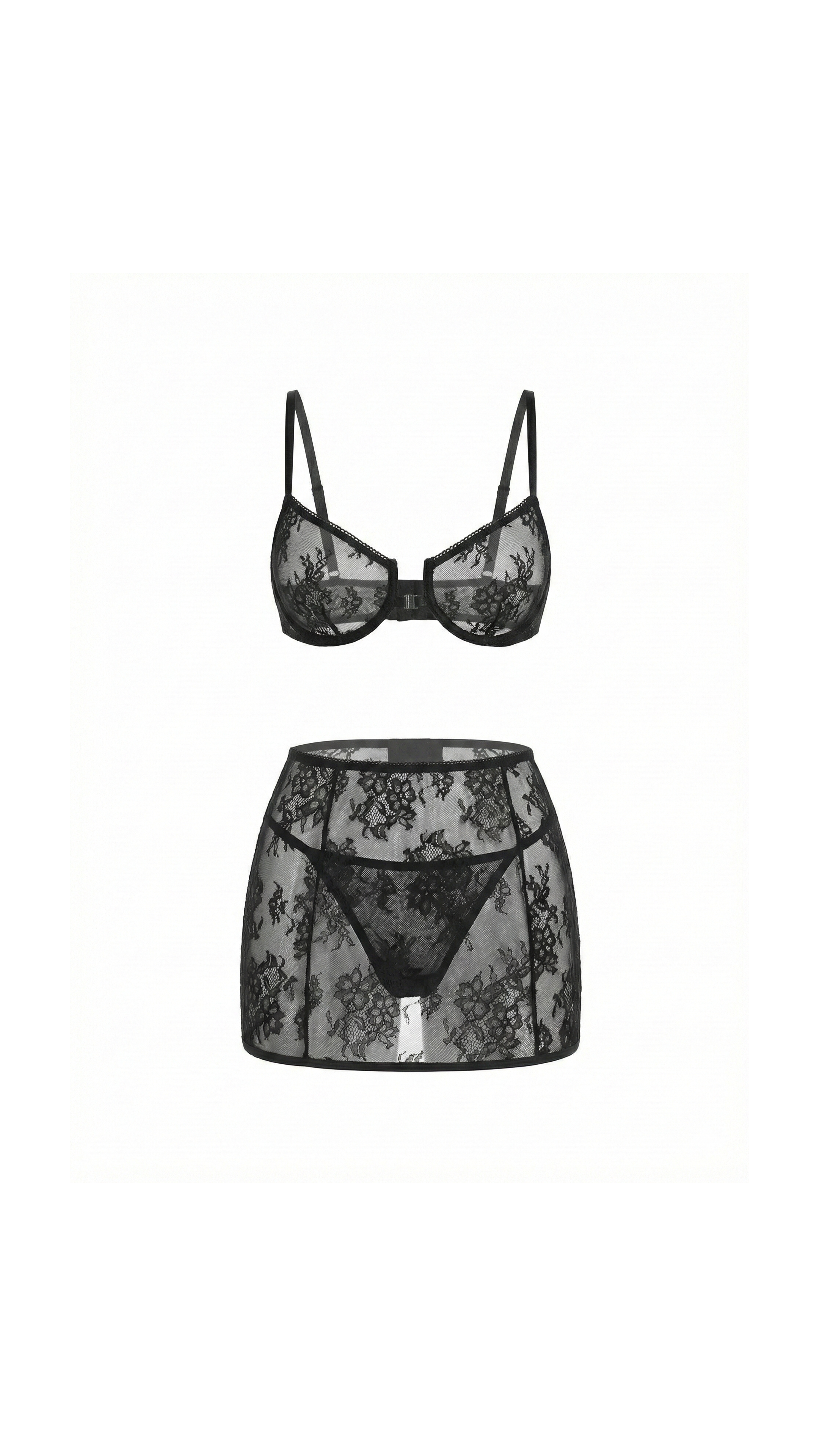 Noir Skirt Siyah Dantel Etekli Transparan Kostüm