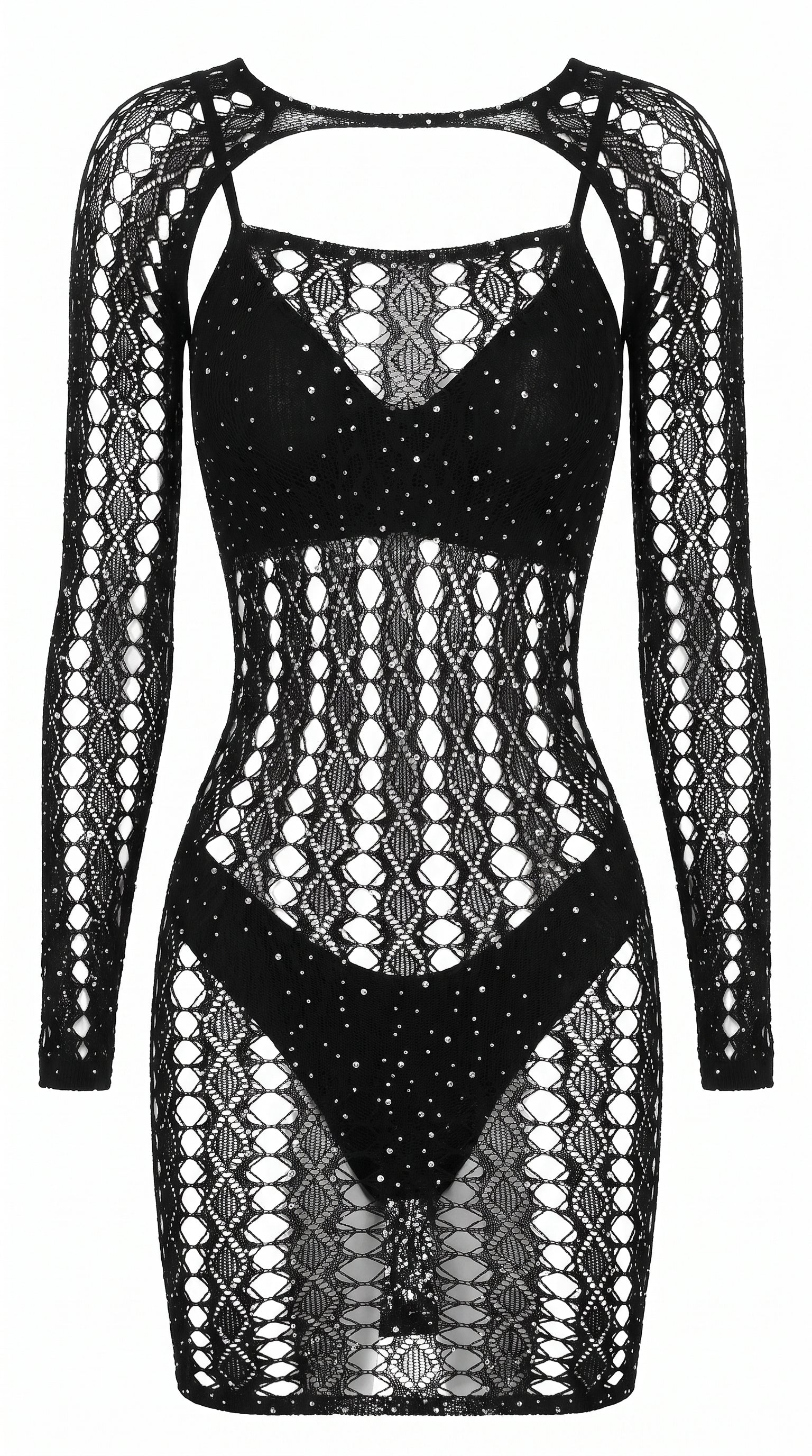 Noir Sparkle Taş Detaylı Siyah Vücut Çorabı