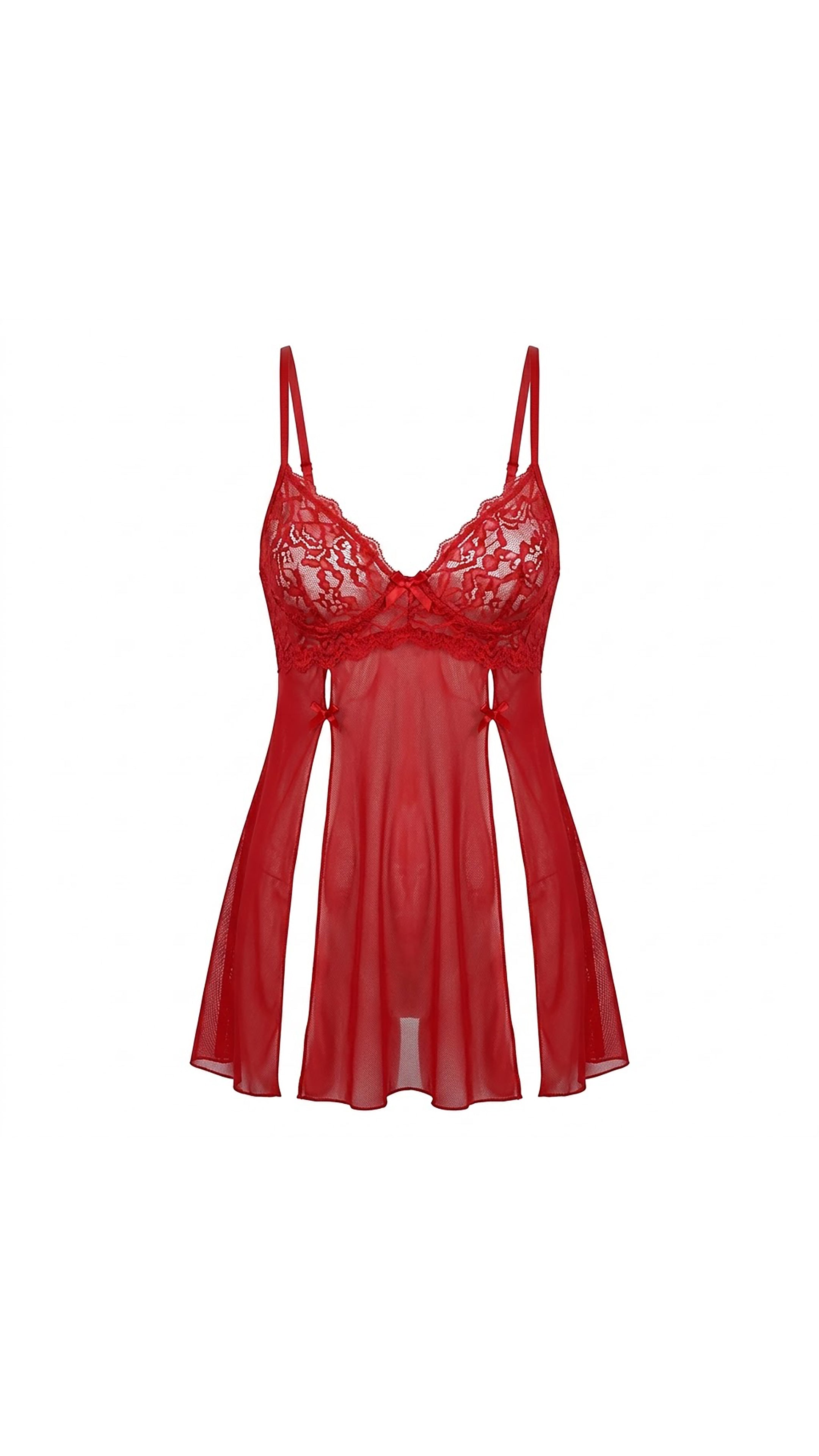 Blood Lace Kırmızı Dantelli Transparan Gecelik