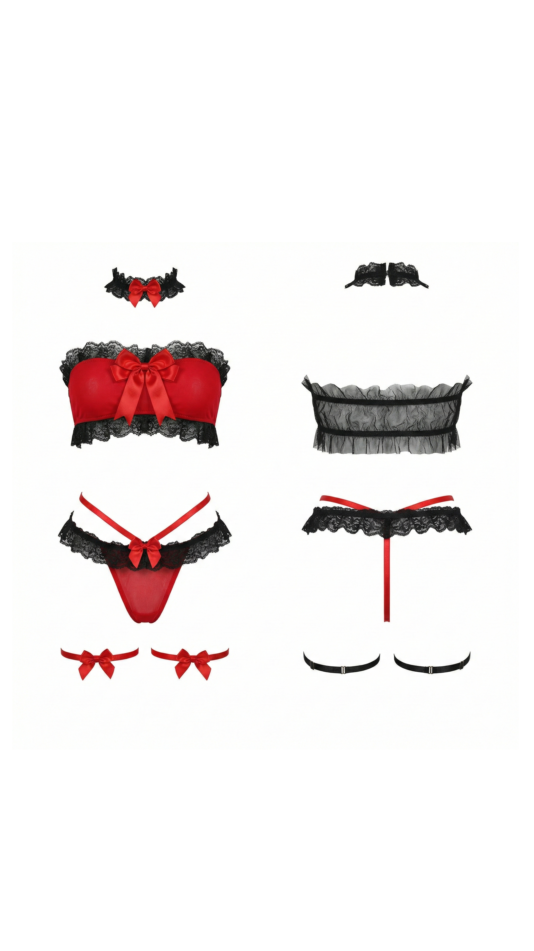 Scarlet Noir Kırmızı siyah dantel Detaylı Kostüm