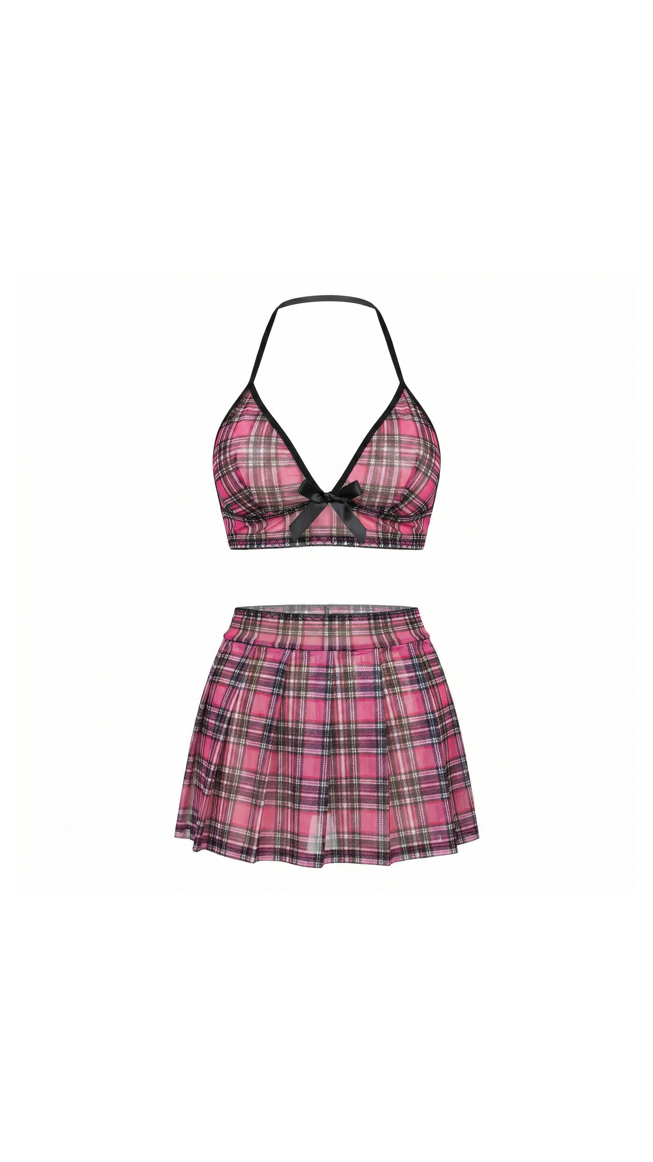 Fuchsia Plaid Fuşya Tül Ekose Etekli Kadın
