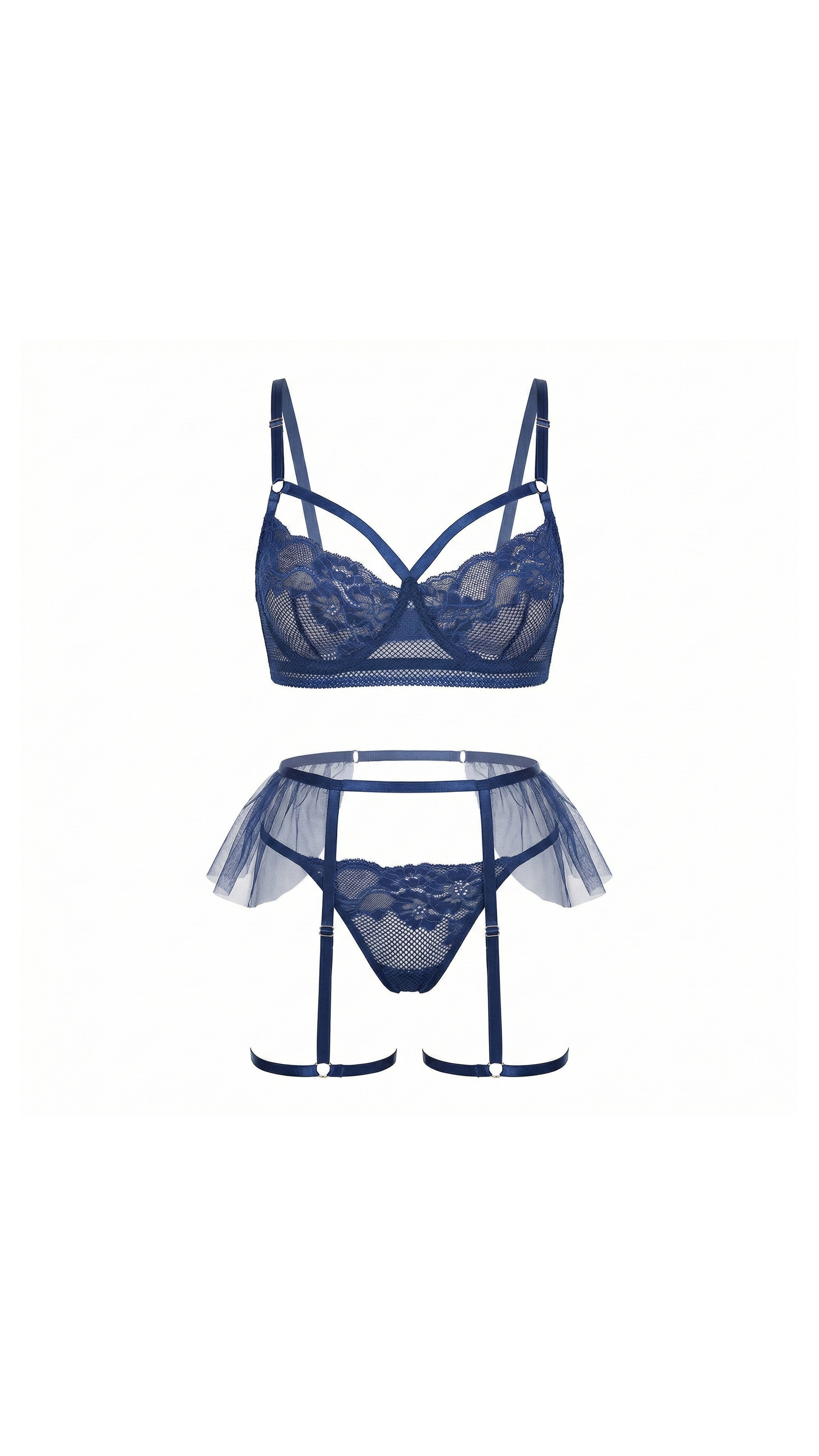 Indigo Lace II Lacivert dantel Detaylı Kostüm