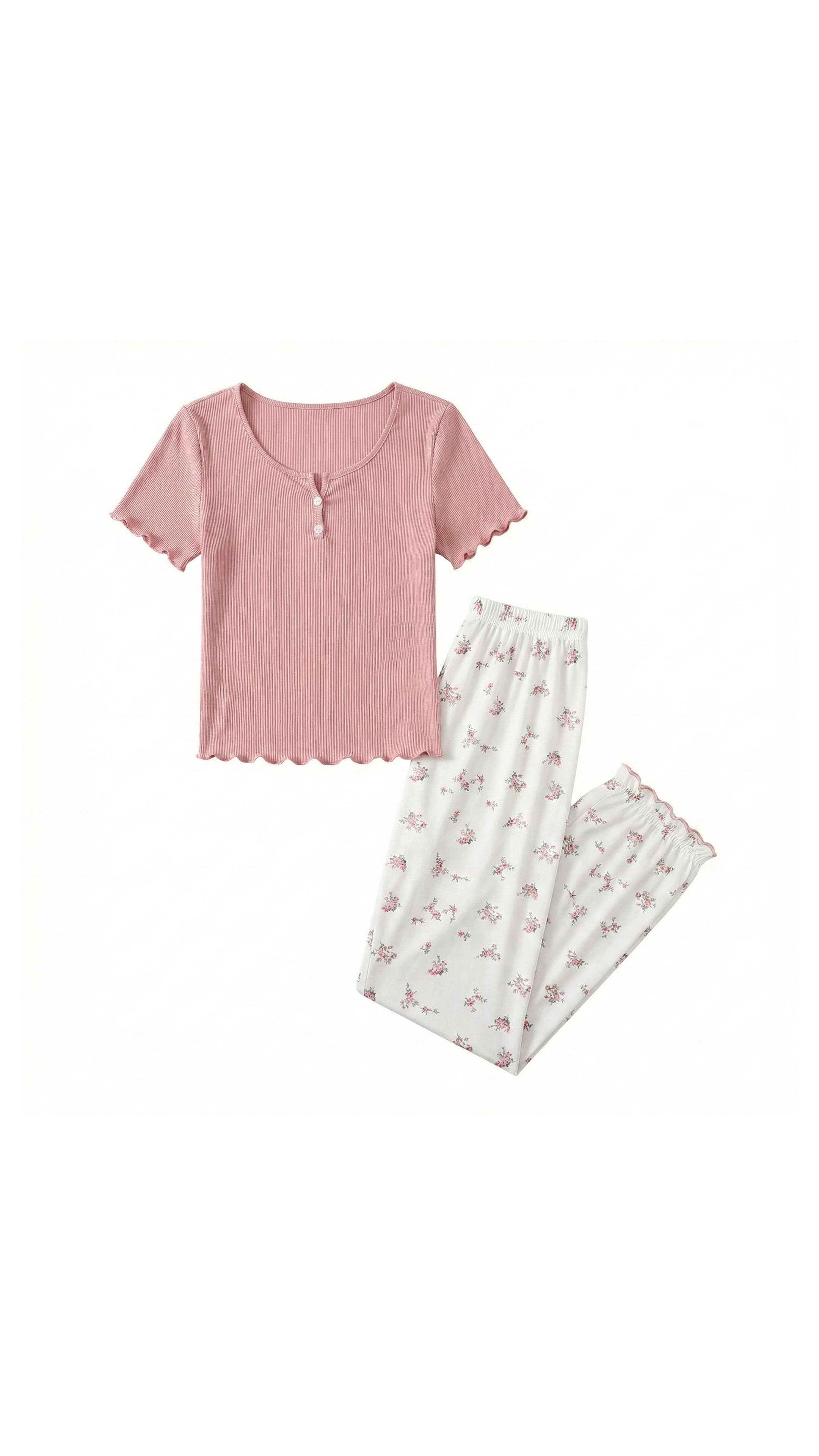 Kadın Çiçekli Desen Yumuşak Pamuklu Uzun Pijama Takımı