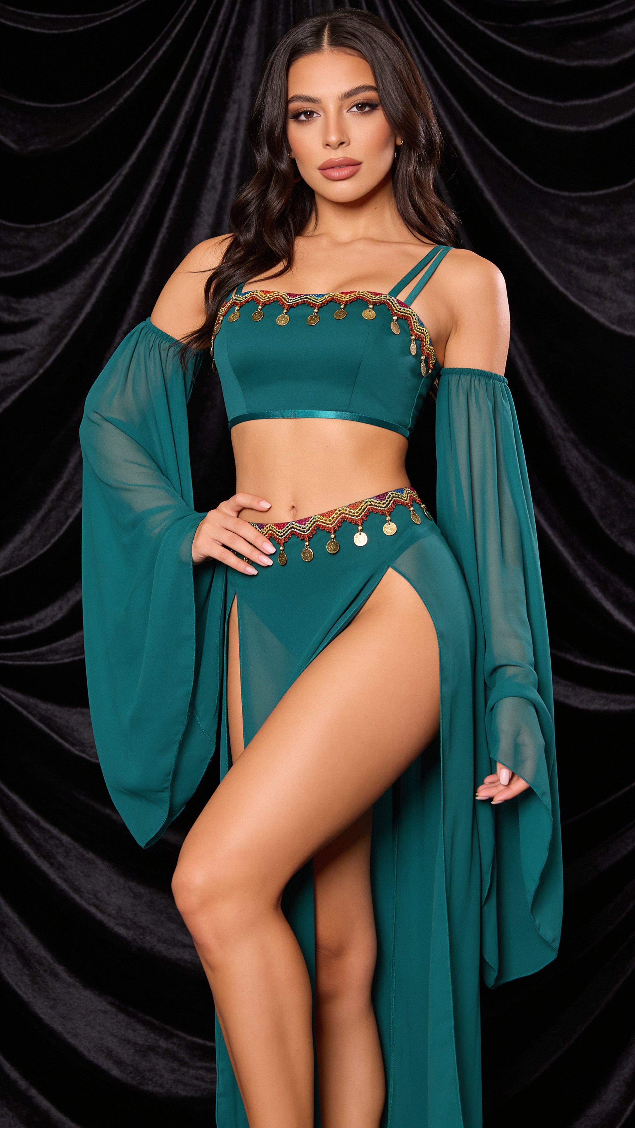 Yasmina Yeşil Oryantal Dansçı Kostümü
