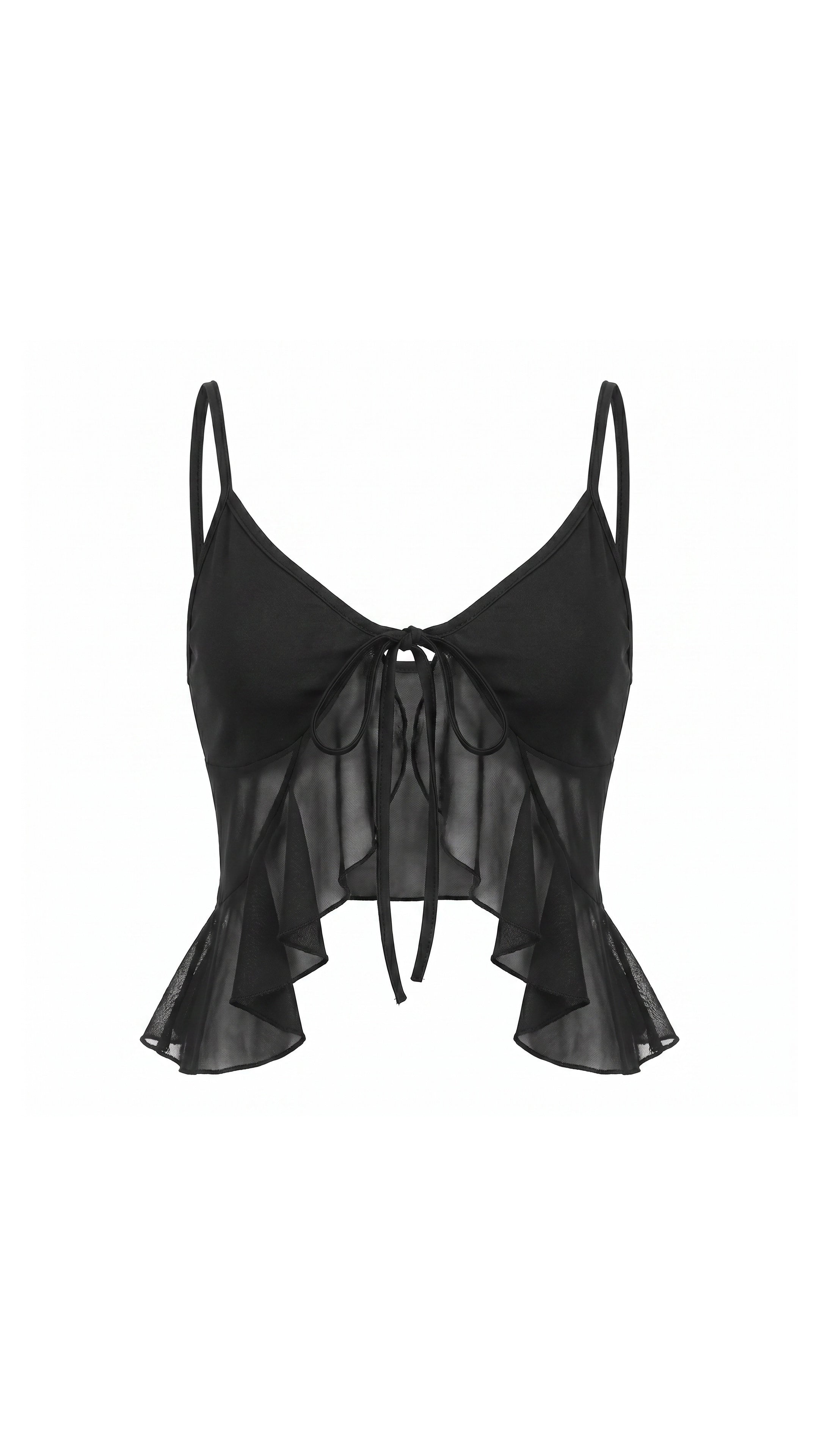 Obsidian Crop Siyah Crop Askılı Önden Bağlama