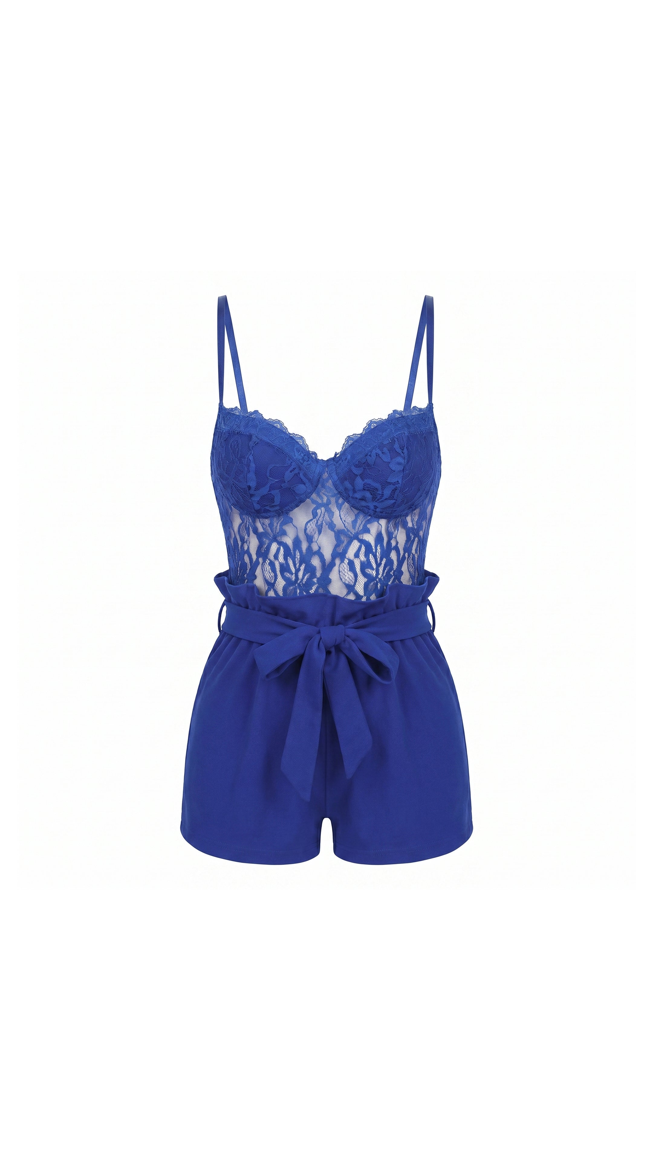 Indigo Sash Lacivert Kuşak ve Dantel Detaylı