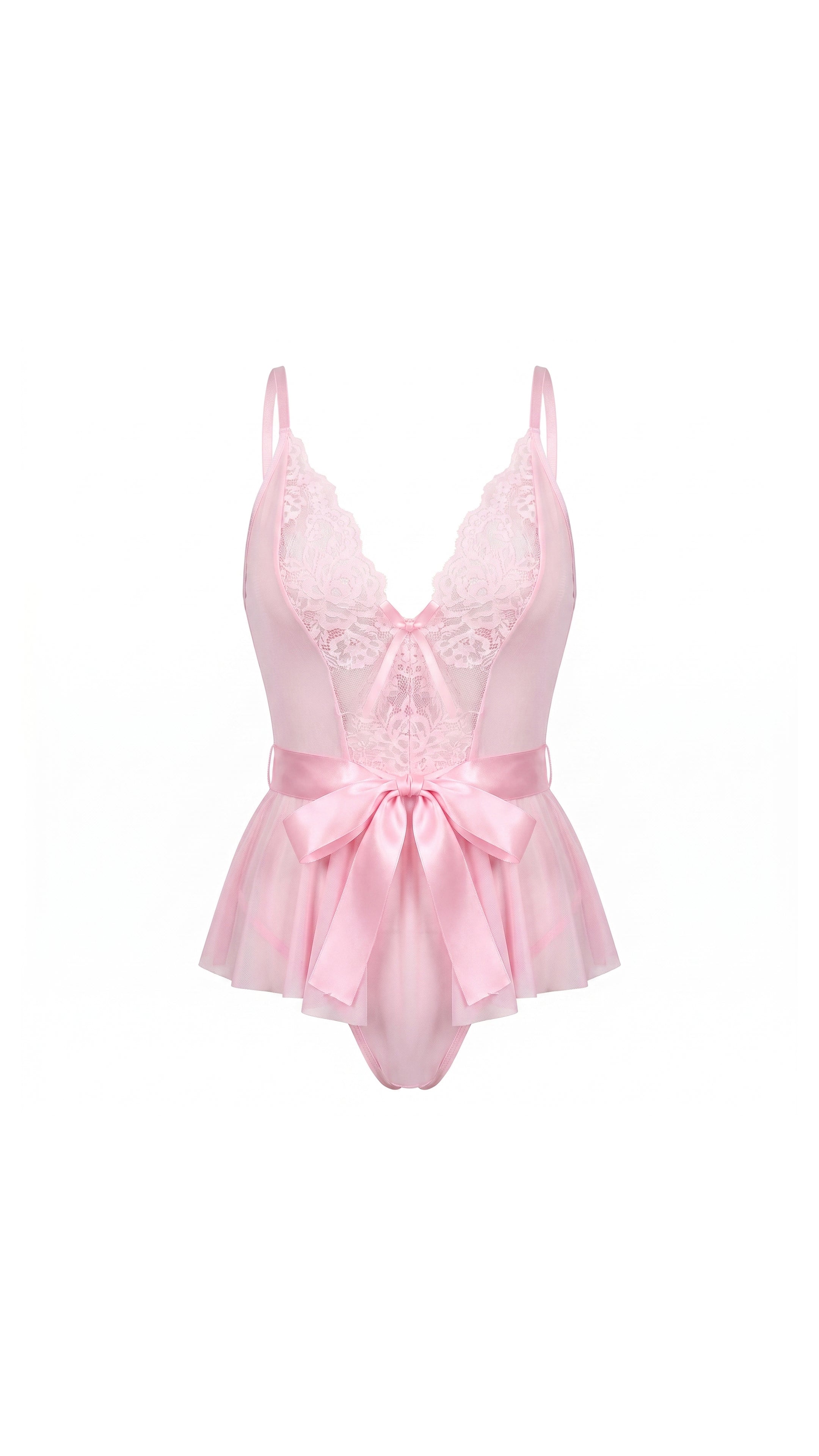 Noir Teddy Kontrast Dantel Kemerli Teddy Body