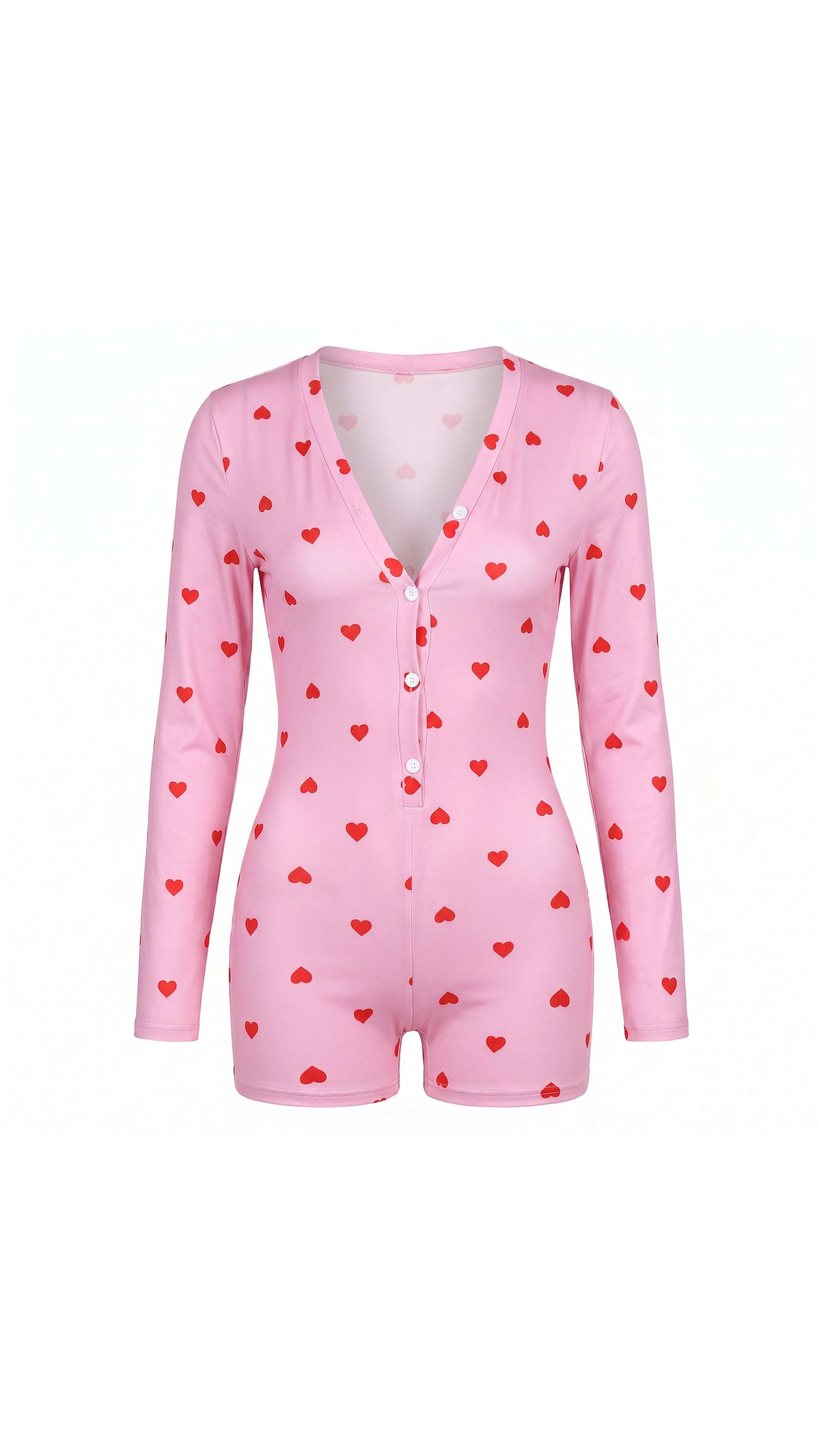Rose Heart Pembe Kalp Desenli Pijama Tulumu