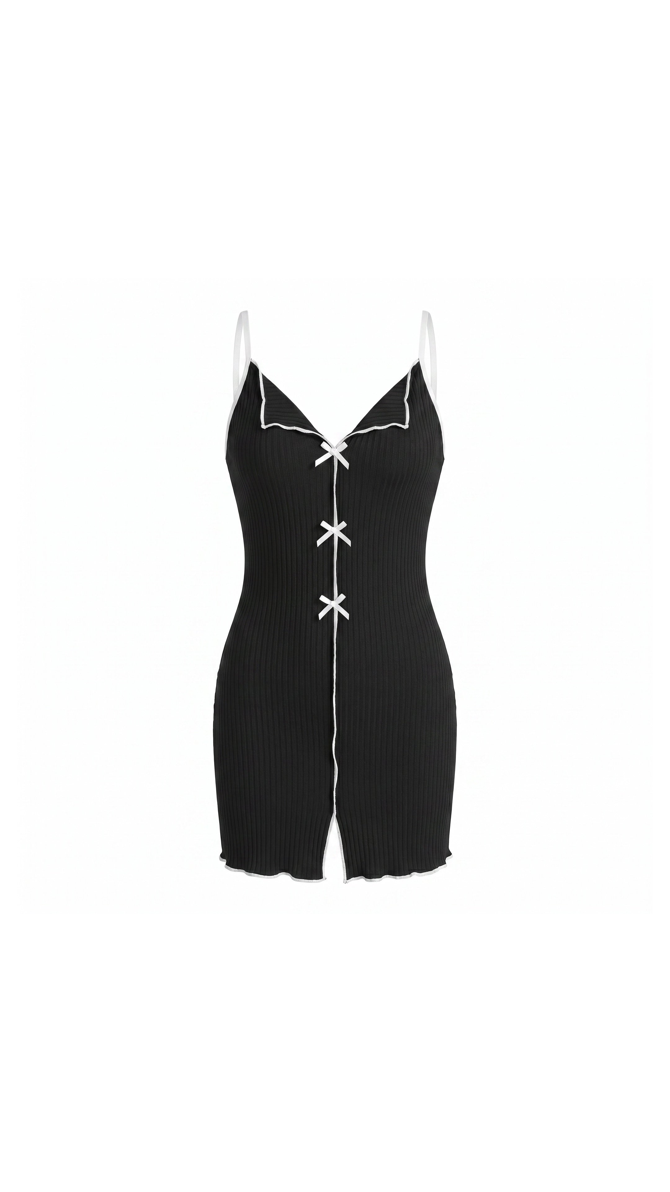 Noir Ribbon II Siyah Fiyonklu Askılı Gecelik