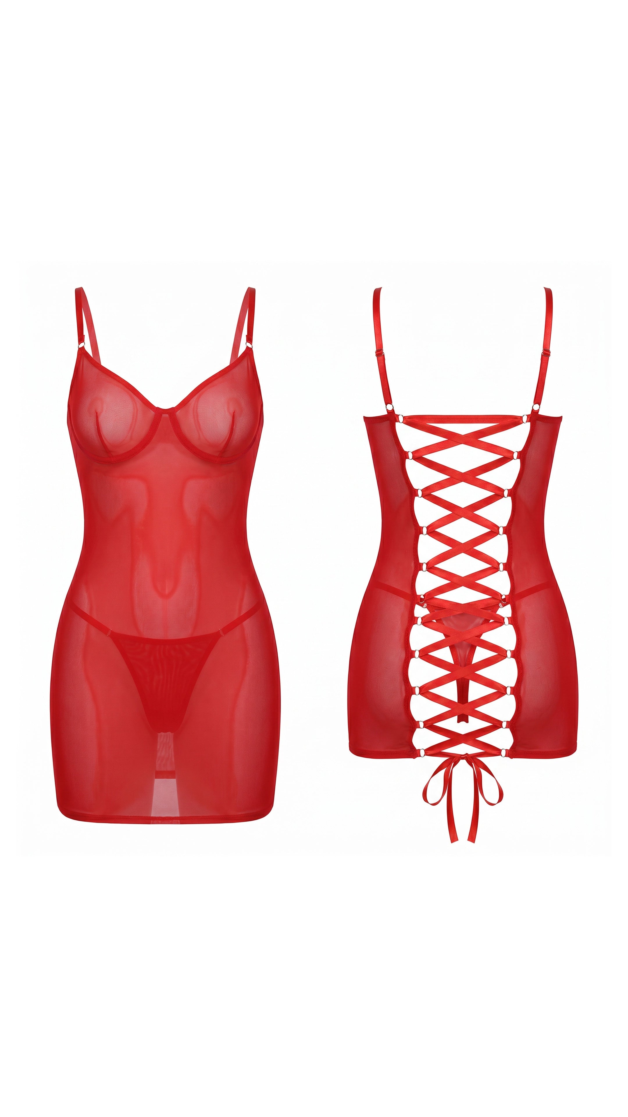 Scarlet Back Kırmızı Elbise Arkası Dekolteli