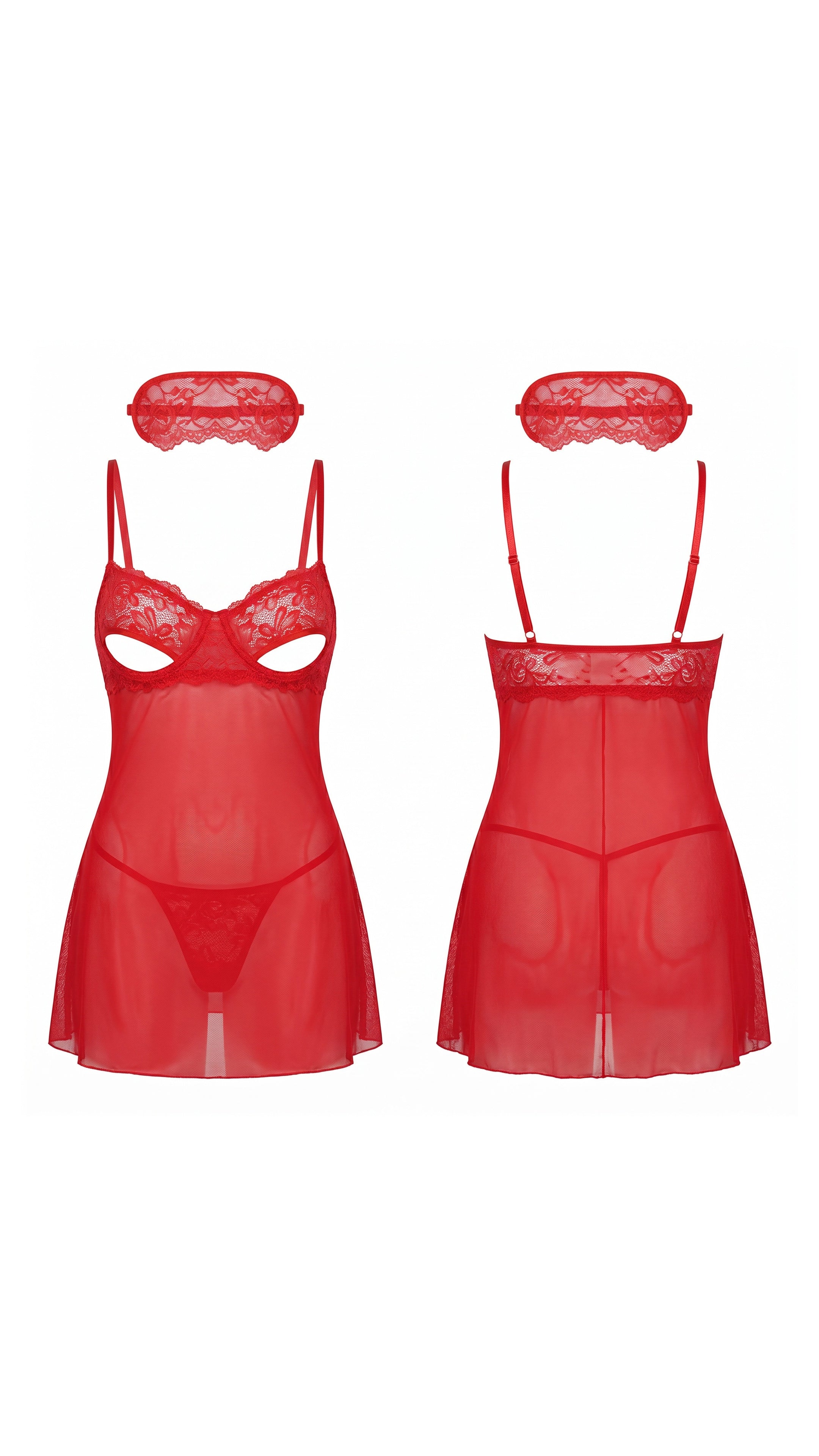 Scarlet Blindfold Kırmızı Göğüs Dekolteli Göz Bağlamalı