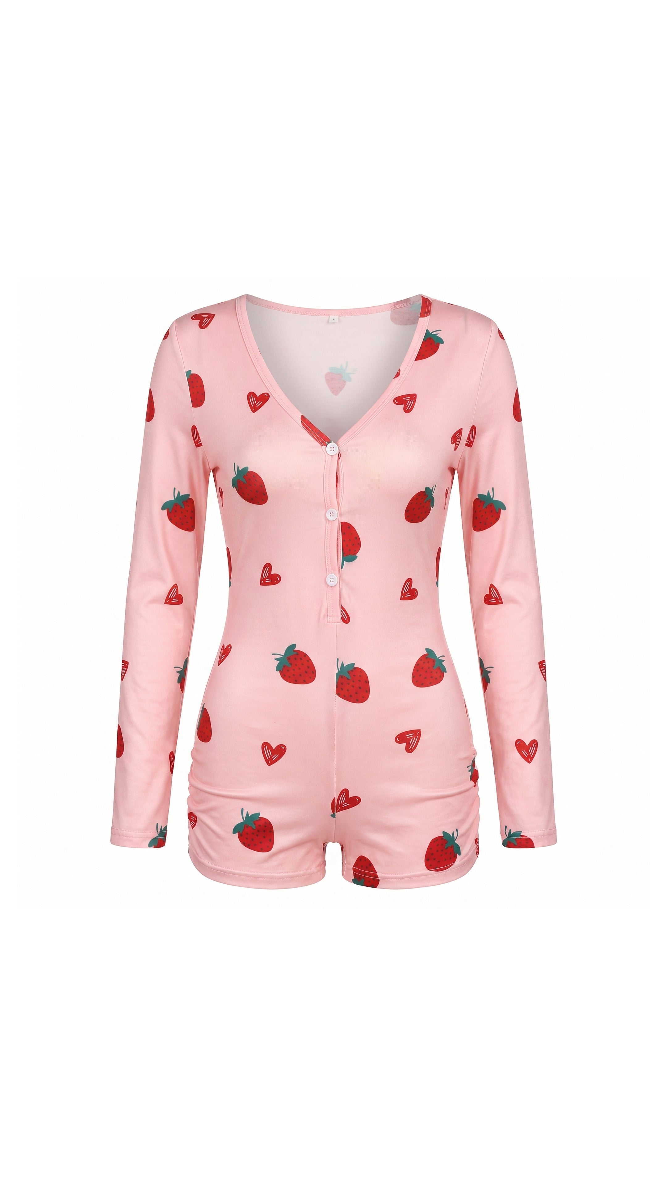 Blush Berry Pembe Çilek Desenli Pijama Tulumu