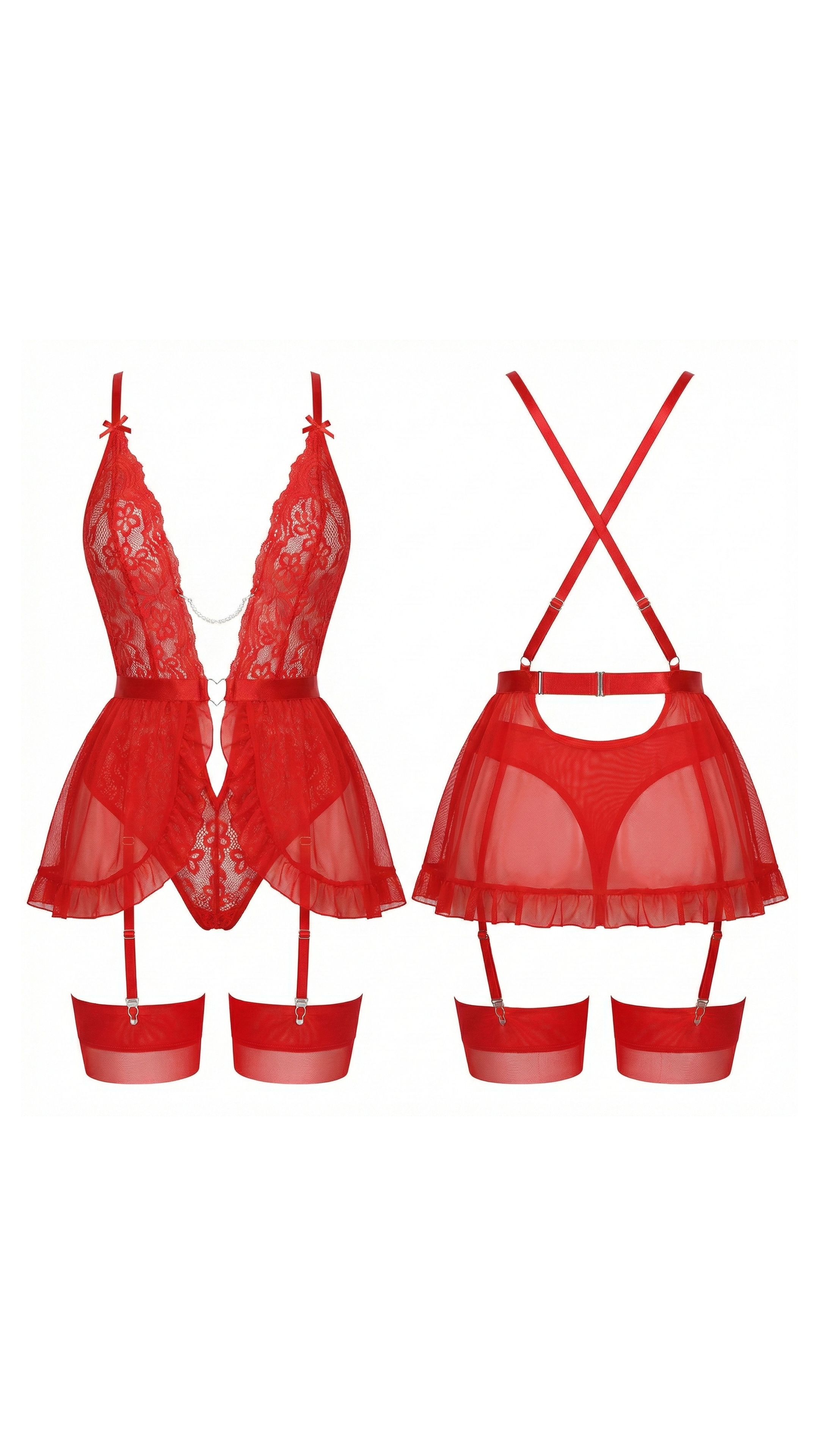 Scarlet Tulle Kırmızı tül ve dantel Detaylı