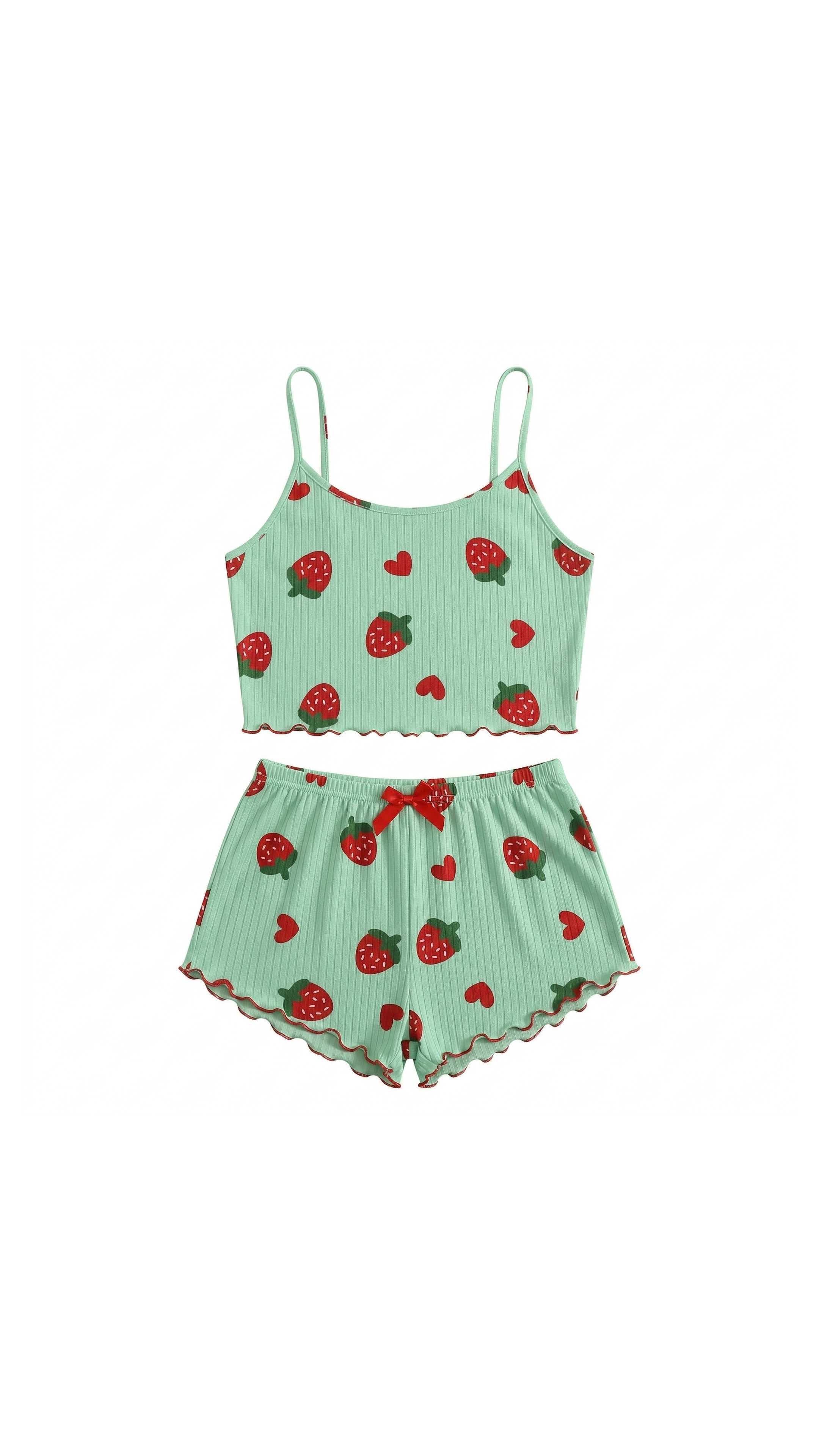 Jade Berry Yeşil Çilek desenli Şortlu Pijama