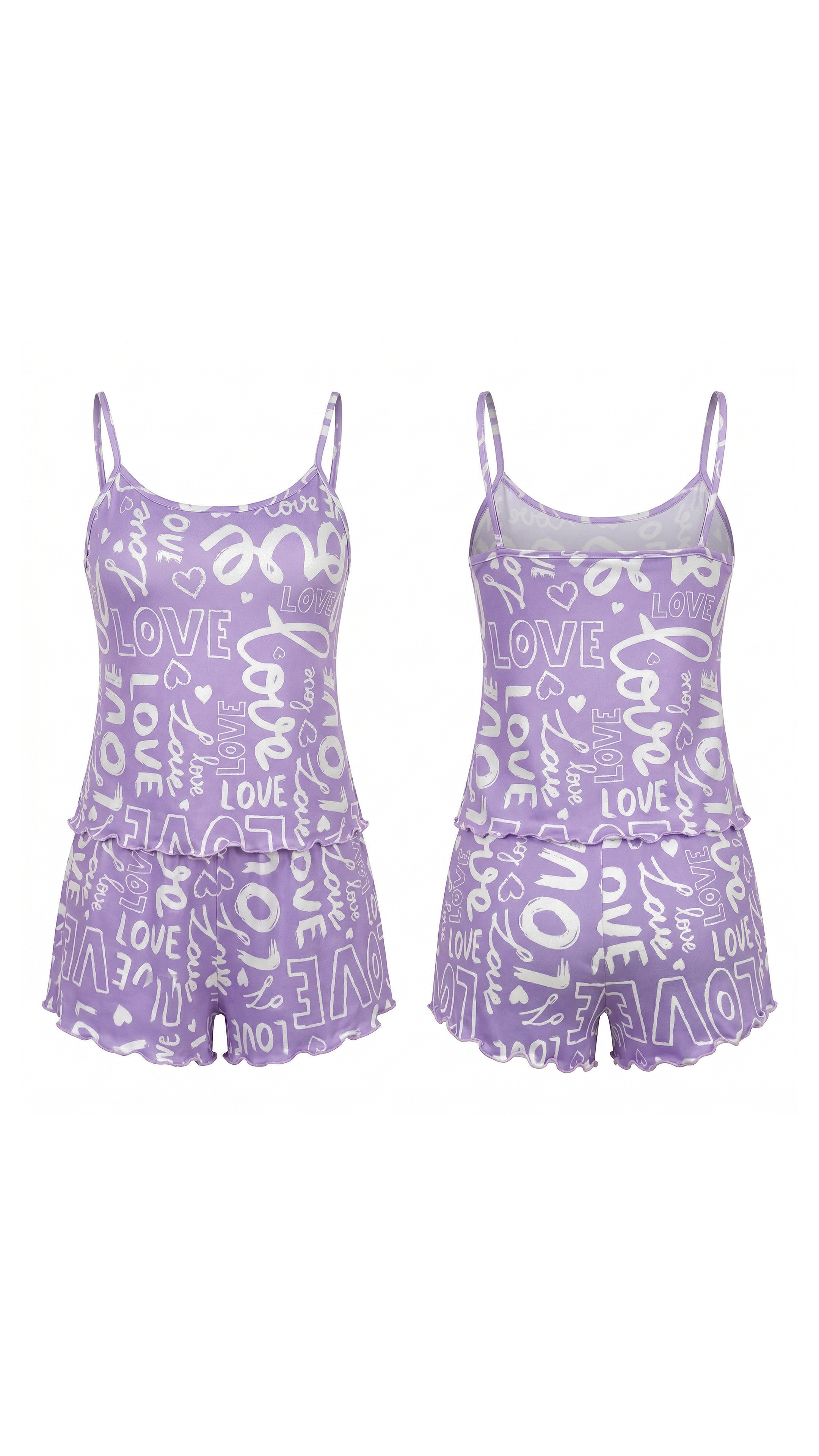 Violet Love Mor Love Yazı Desenli Şortlu