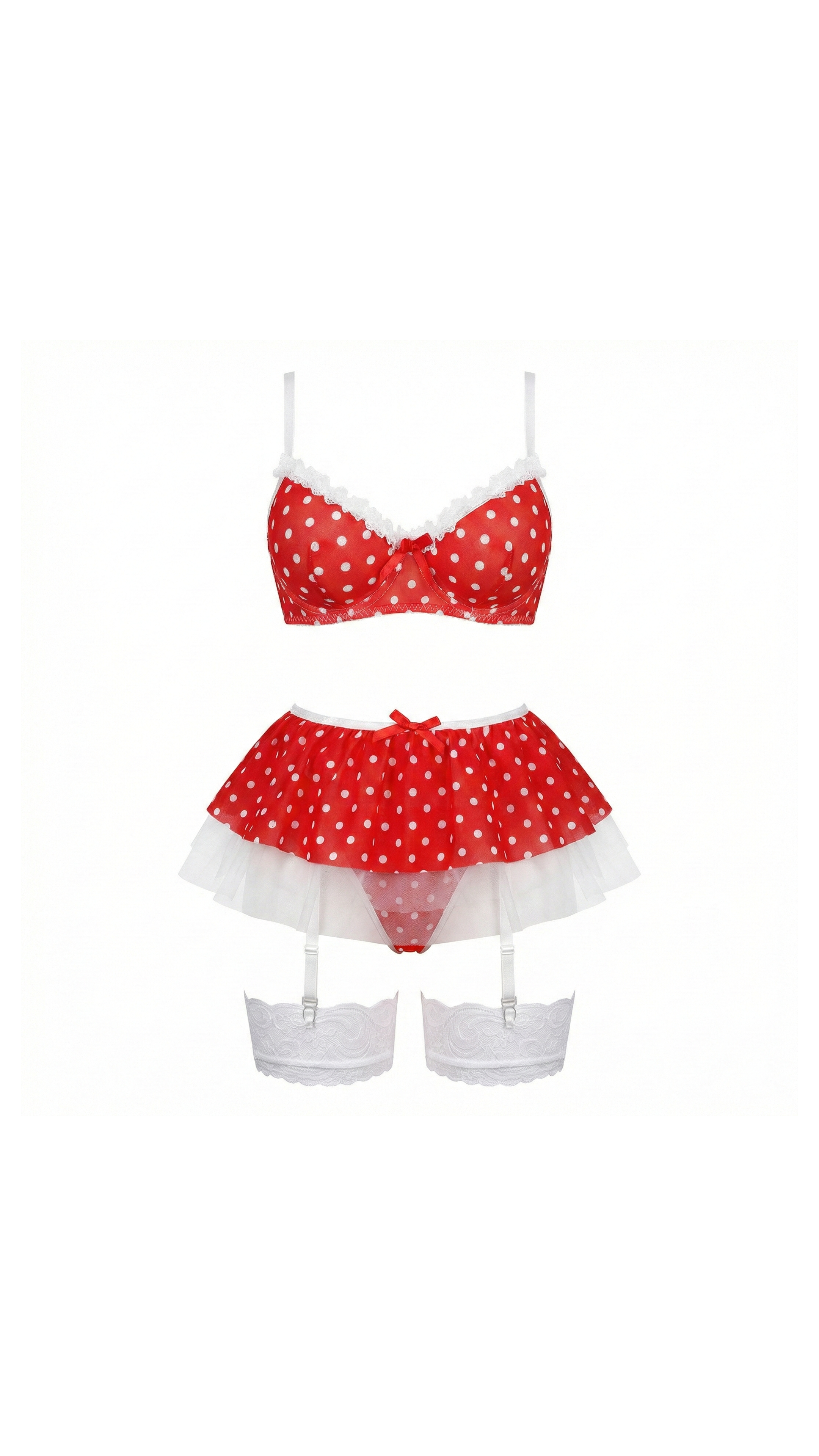 Crimson Dots Kırmızı Puantiye Etekli Kadın Seksi