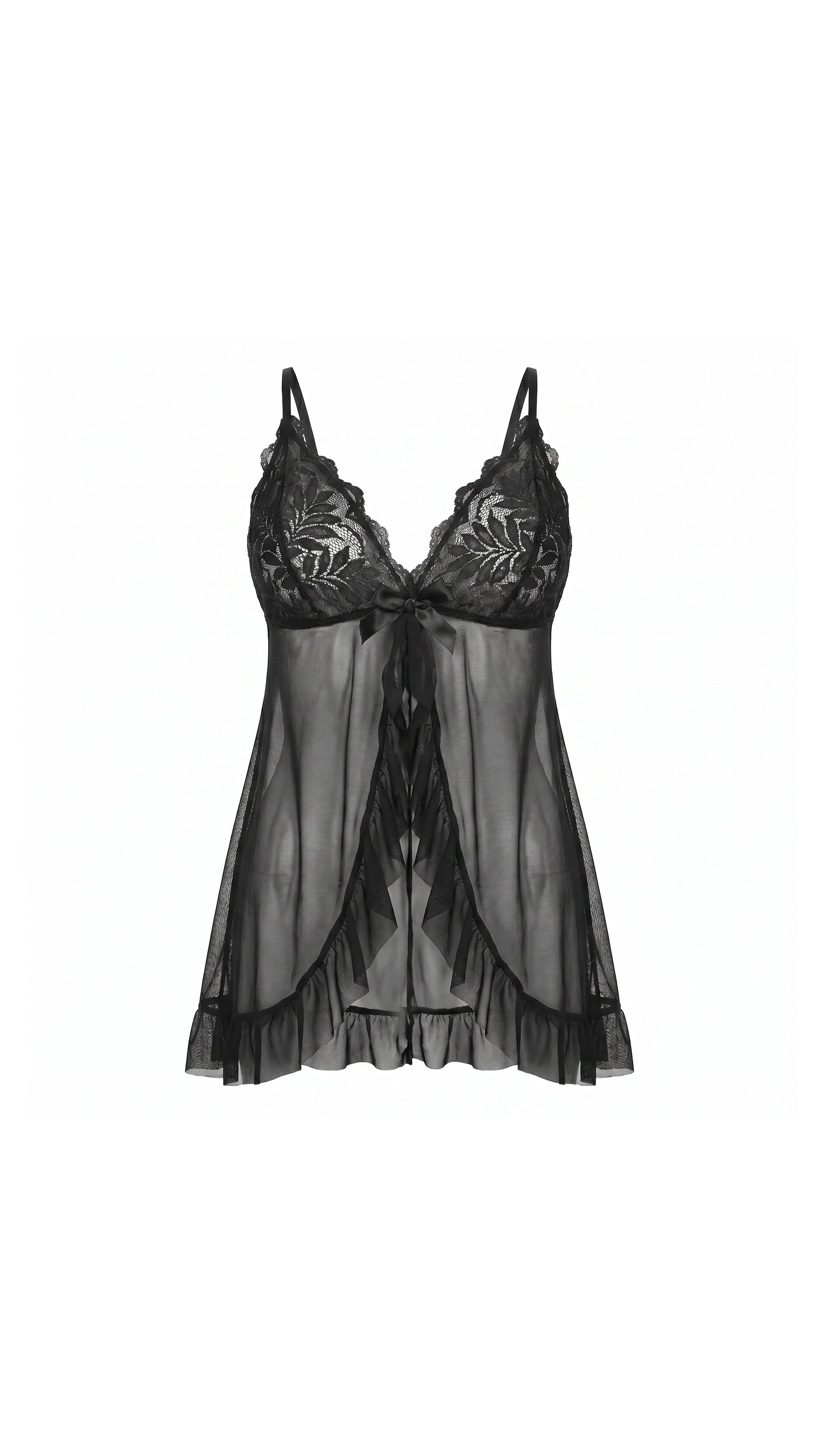 Obsidian Lace Siyah Gecelik Tül Dantel detaylı