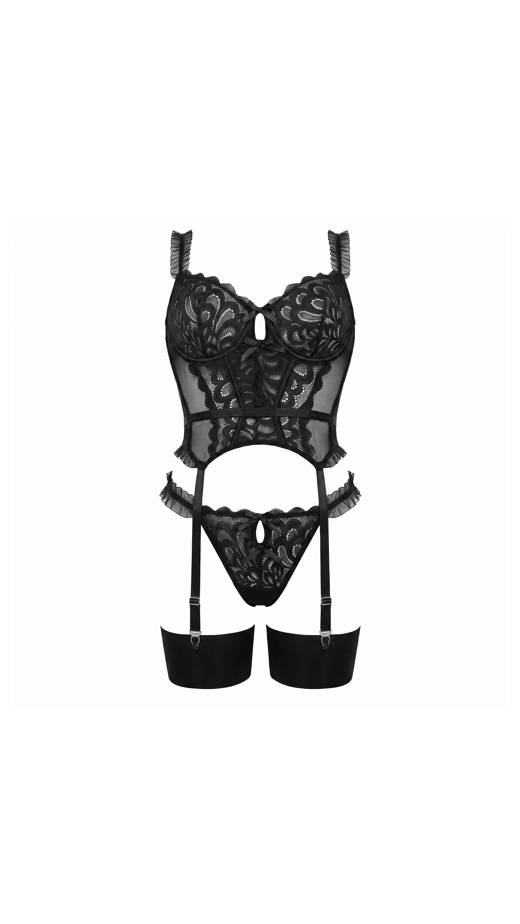 Noir Lace Siyah Dantel Detaylı Kostüm