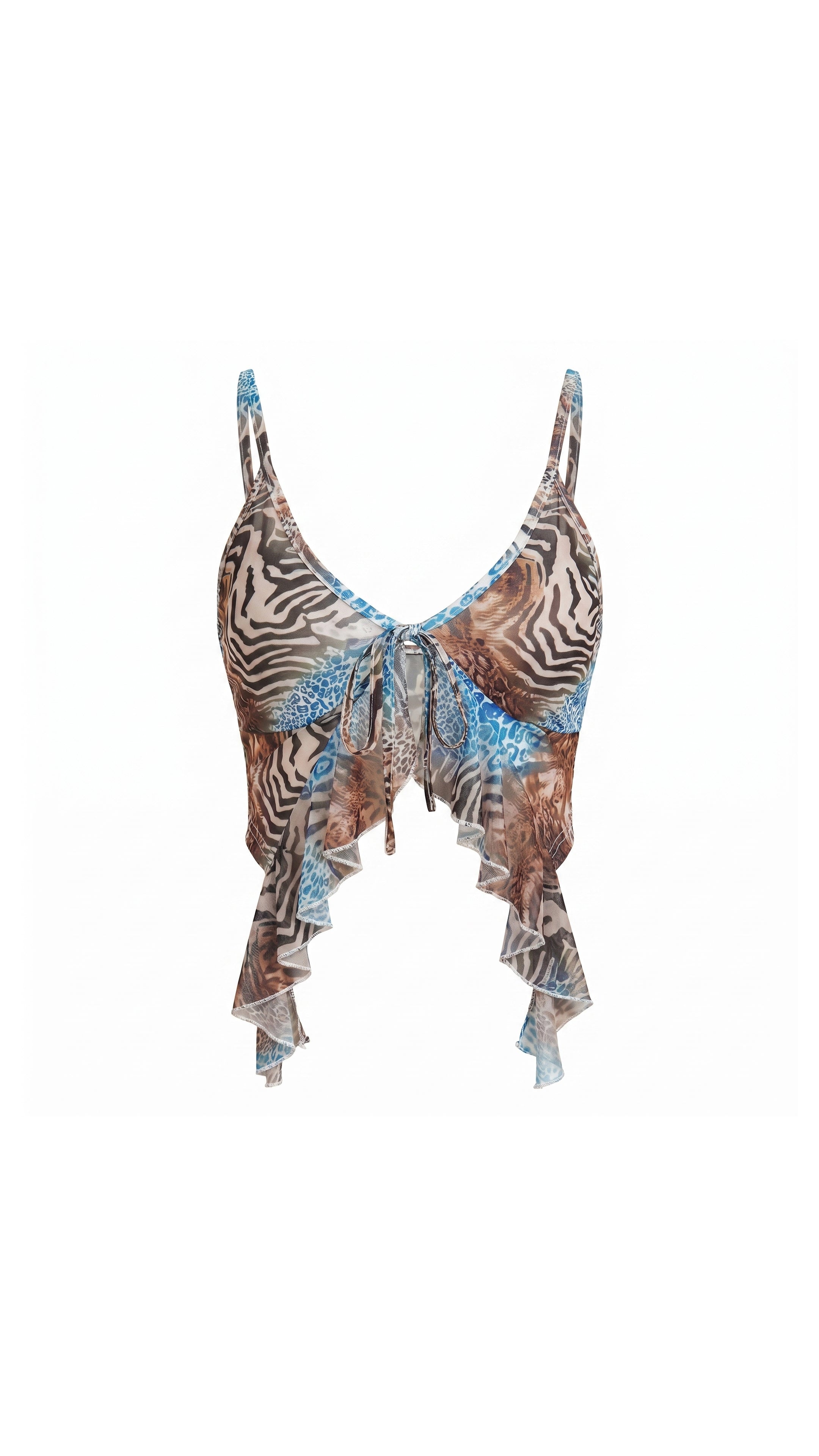 Noir Wild Siyah Leopar desenli Crop Askılı