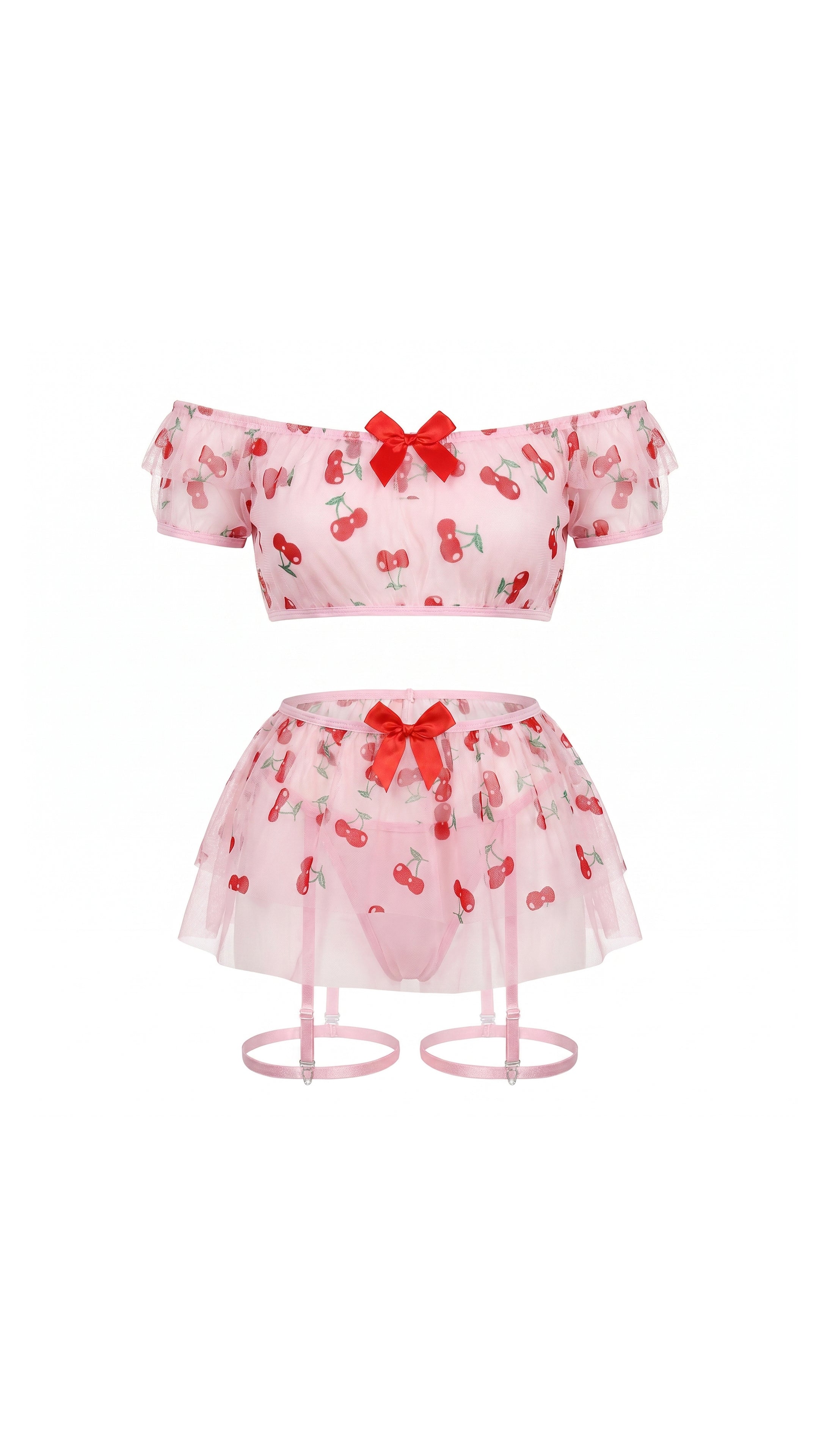 Blush Reverie Pembe Kiraz Desenli ve Fiyonk