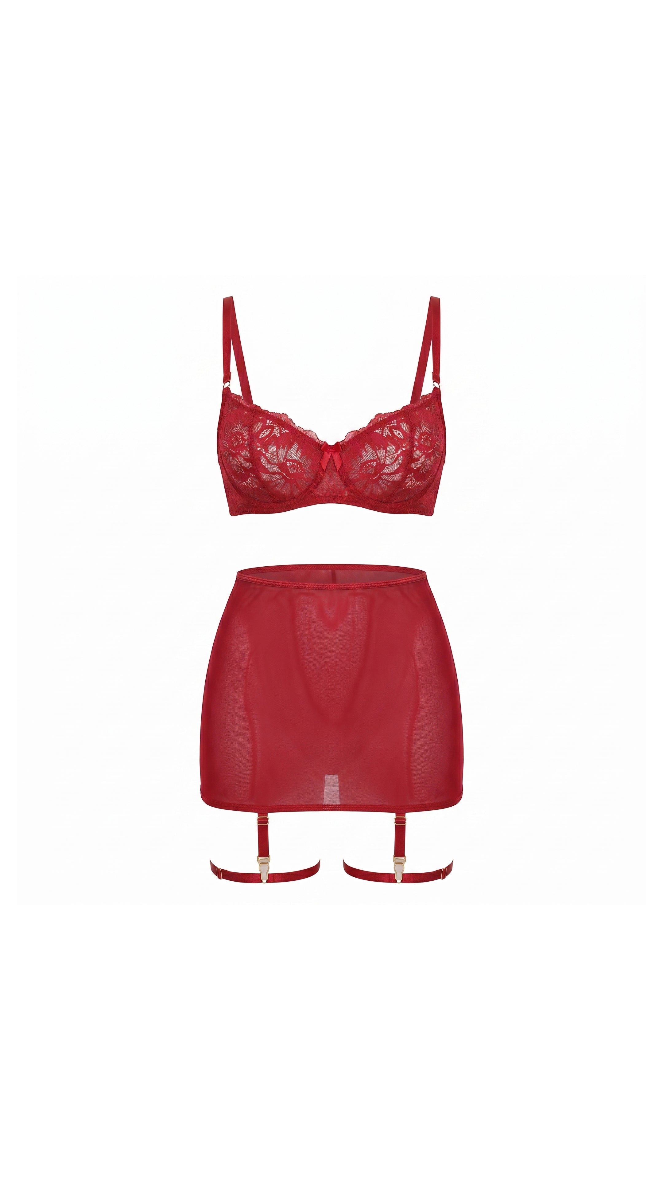 Wine Skirt Bordo Etek Jartiyer Sexy Gecelik
