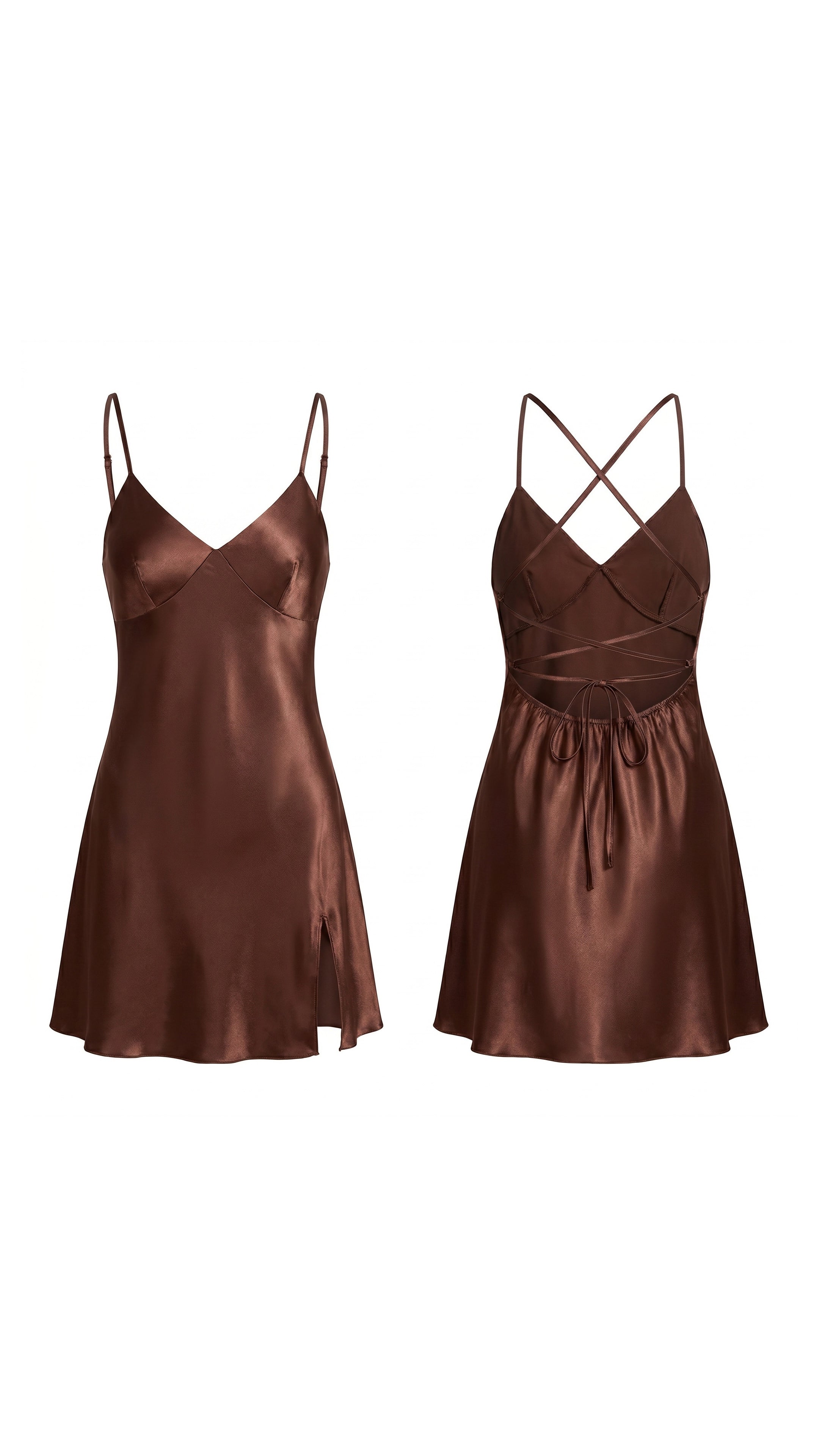Umber Silk Kahverengi Saten Gecelik