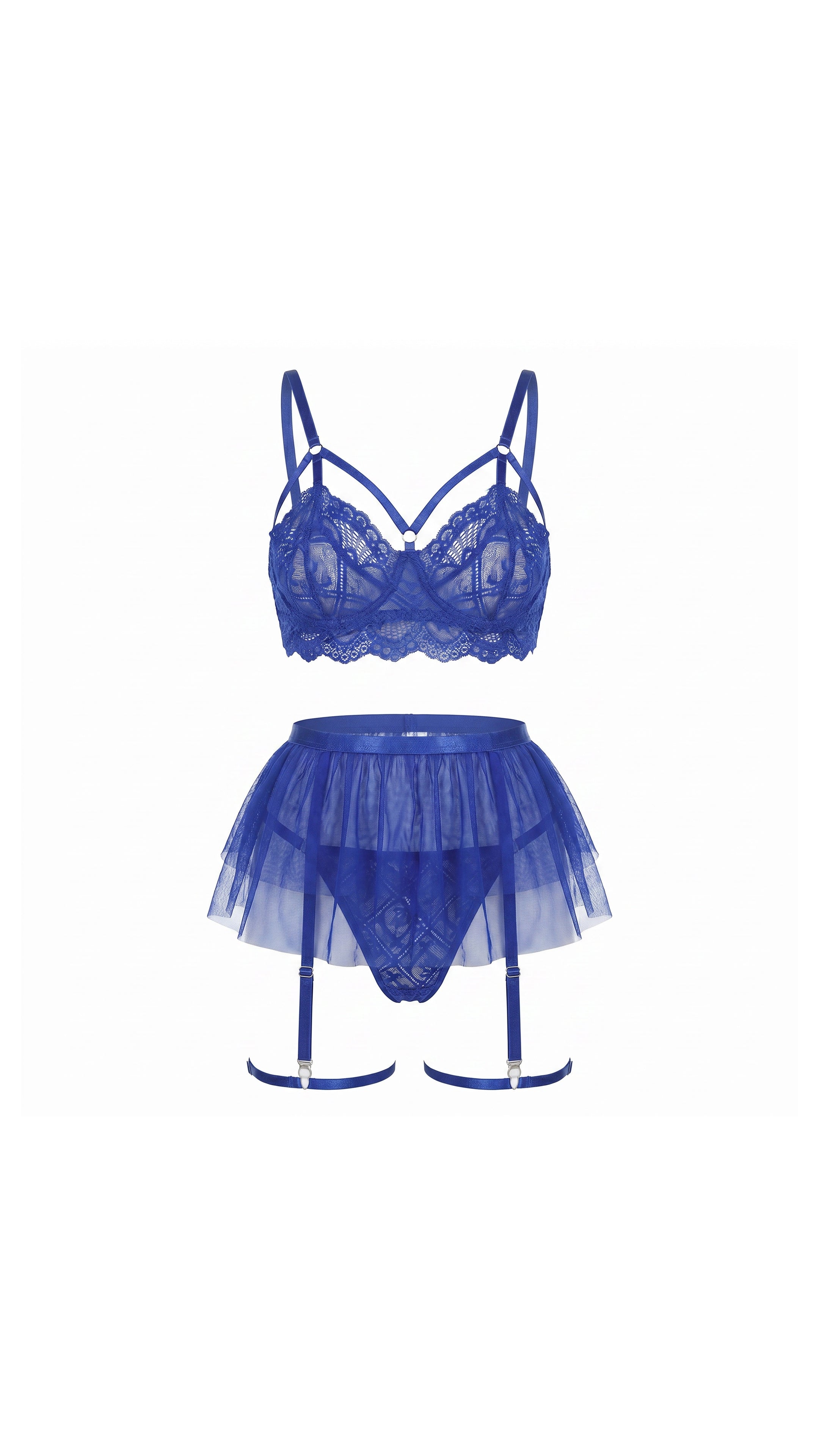Cerulean Web Mavi Bel Tüllü Kadın Seksi