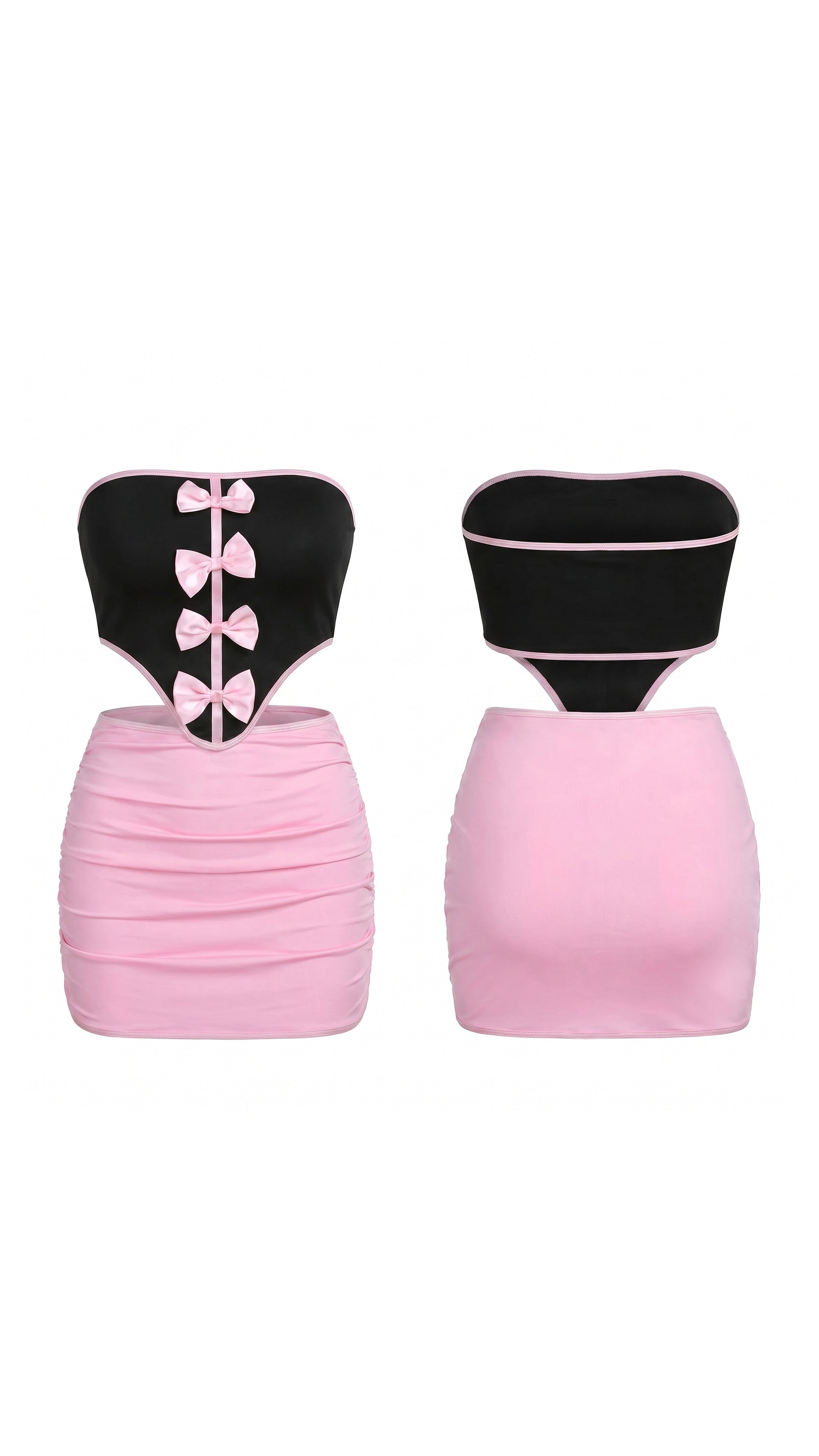Blush Skirt Pembe Etekli Fiyonk Detaylı Elbise