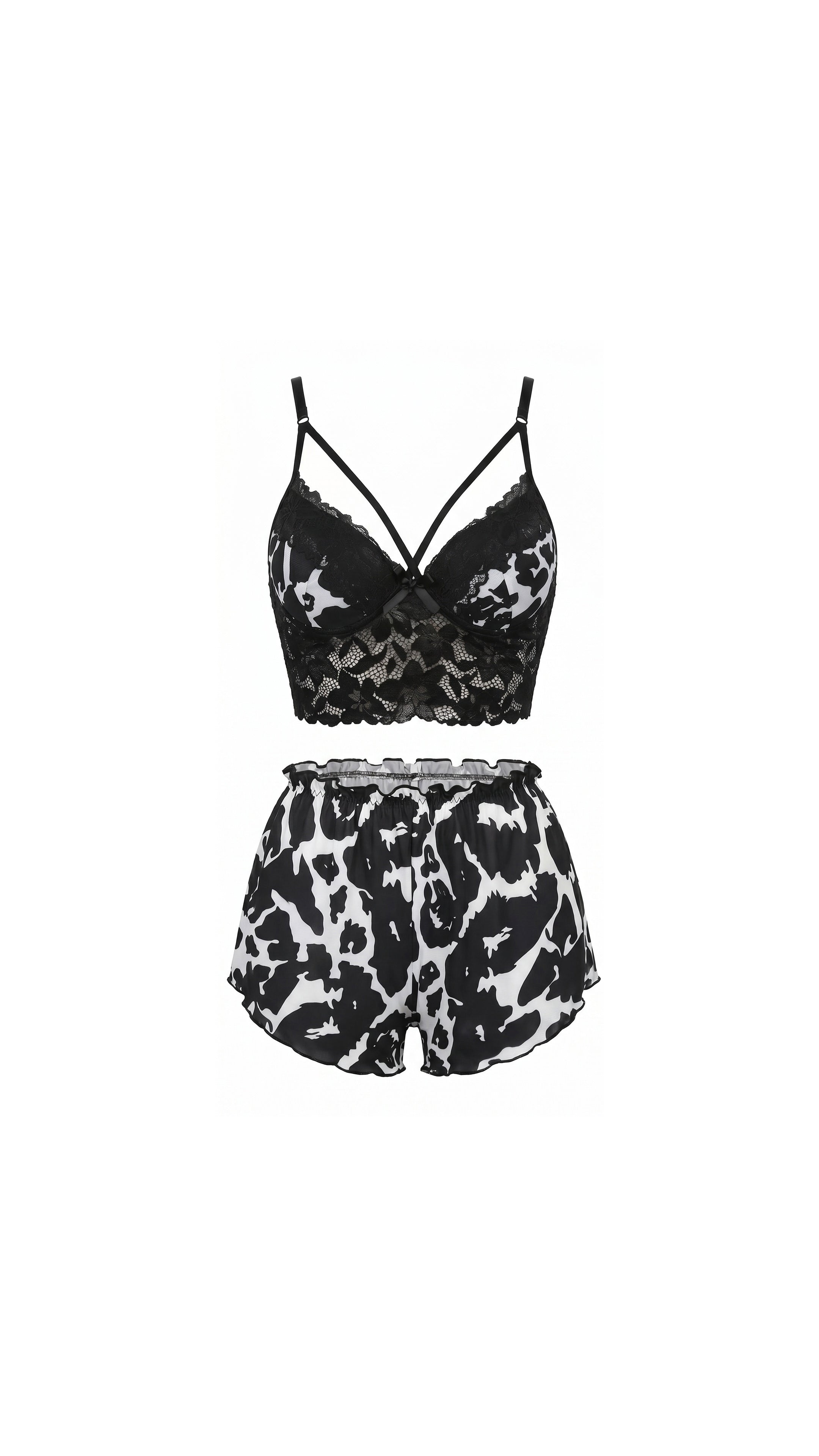 Leopard Lace Siyah Leopar desenli Dantel detaylı